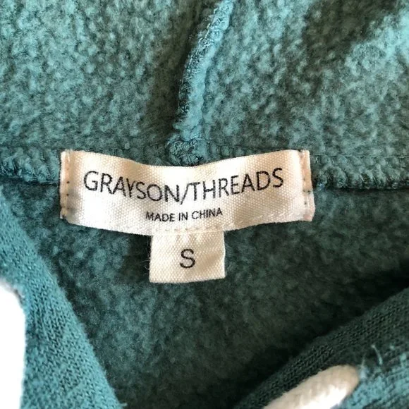 Grayson/Threads Soft Cropped Hoodie Green Long Sleeve Sweatshirt Top - Picture 6 of 12